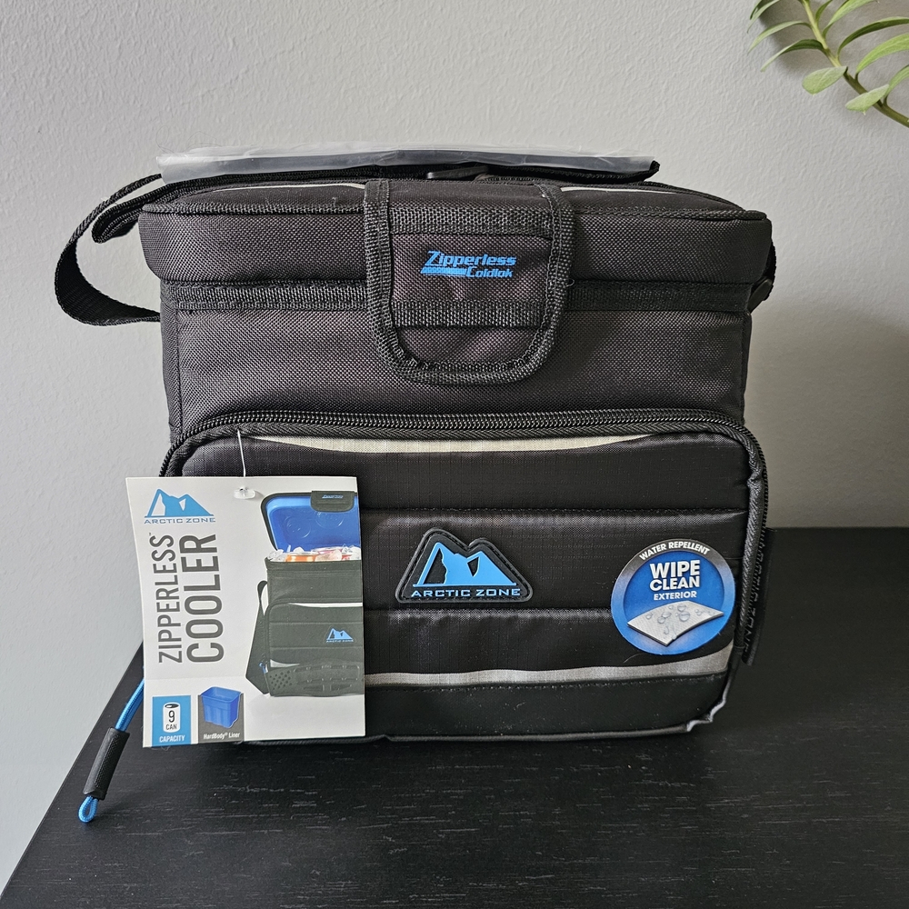 Arctic Zone Black Zipperless 9 Can Cooler Bag - Insulated Men’s Lunch Bag